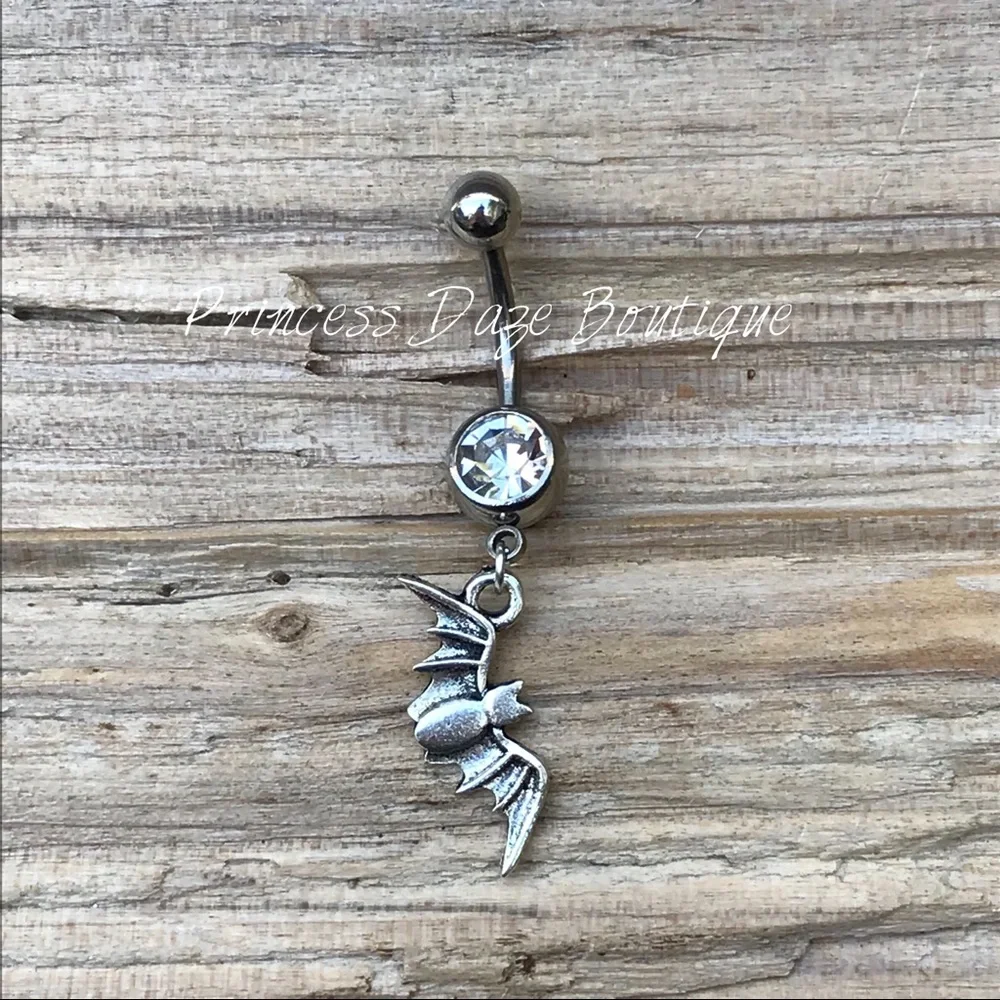 Silver Bat Belly Button Ring‎